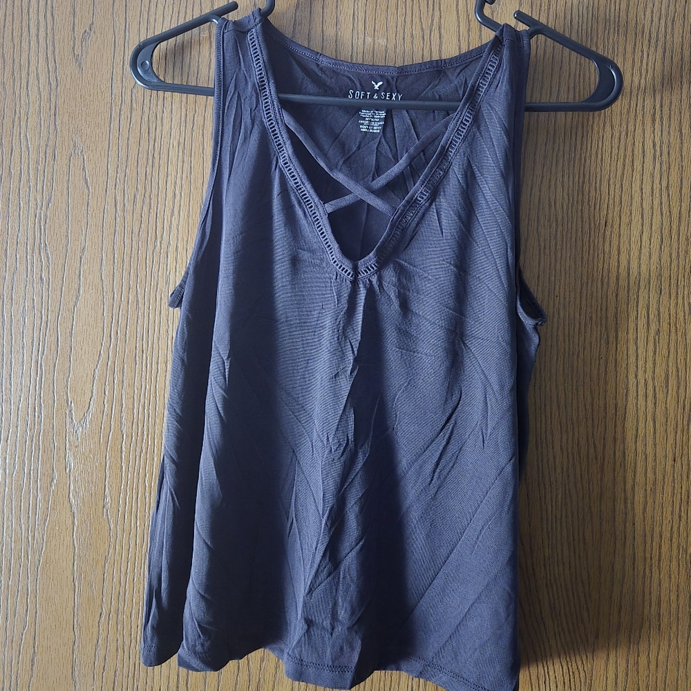 American Eagle Outfitters Dark Gray Tank Top